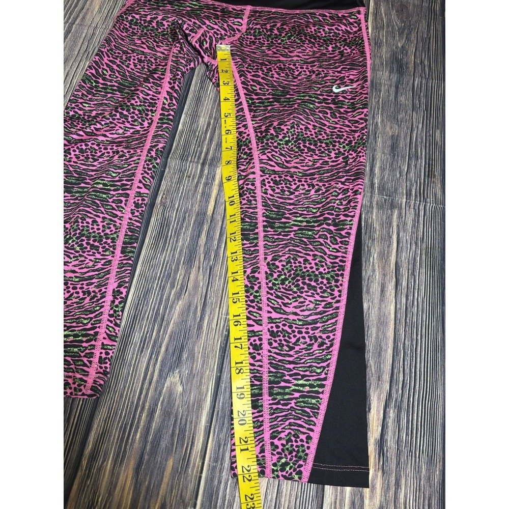 Nike Dri-FIT Womens S Pink Animal Print Running Leggings Workout Crop Pants - Picture 10 of 15